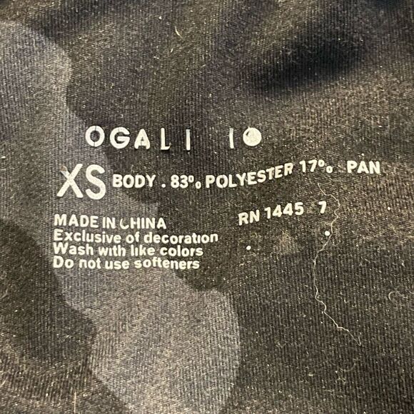 Yogalicious Camo Print Leggings Black Gray Ankle Mid-Rise Pockets XS - Picture 5 of 7